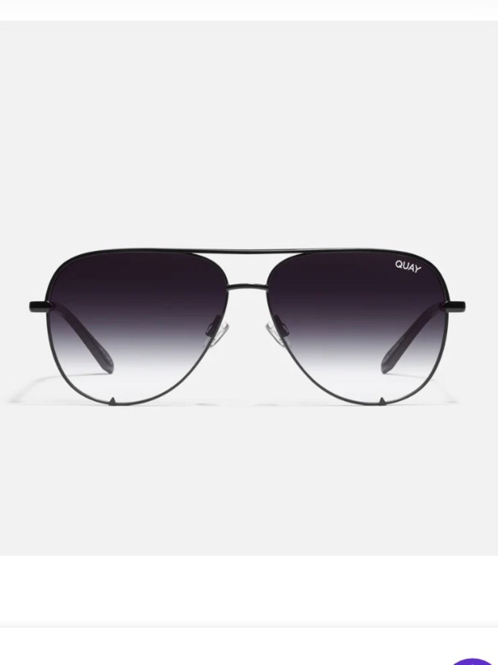 Quay Australia Black Aviator Sunglasses with Gradient Gray Lenses